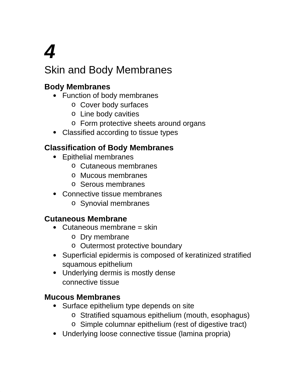 Bio106 Basic A&P Ch. 4 Outline, Skin and Body Membranes.docx_dvq7khcvbxi_page1