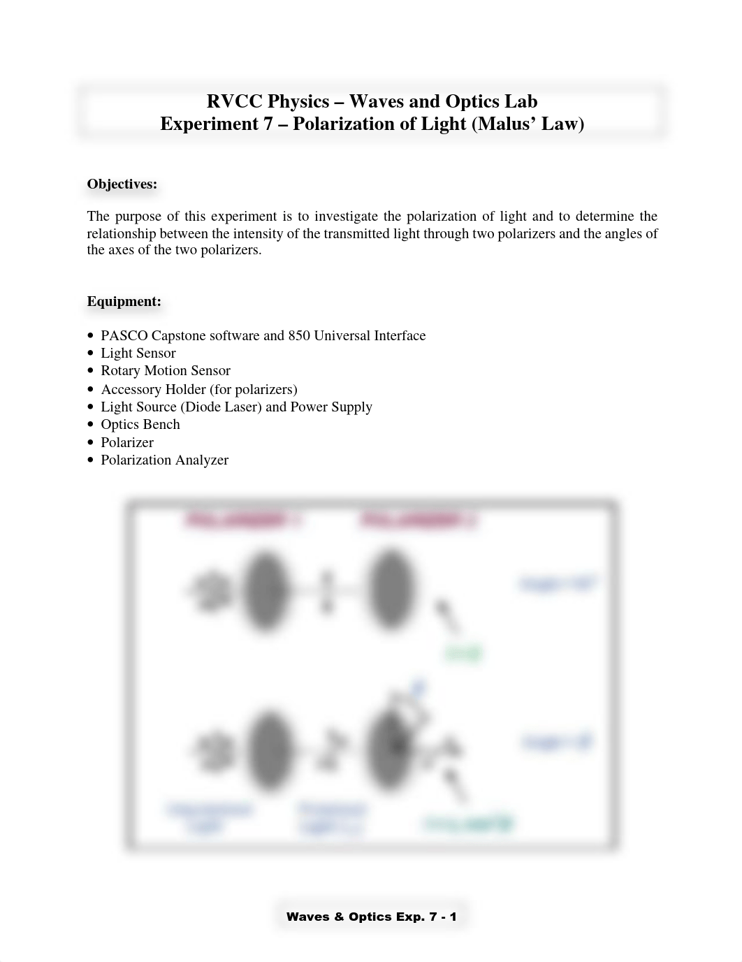 Waves and Optics Exp 07 - Polarization of Light.pdf_dvqrpnxi9lh_page1