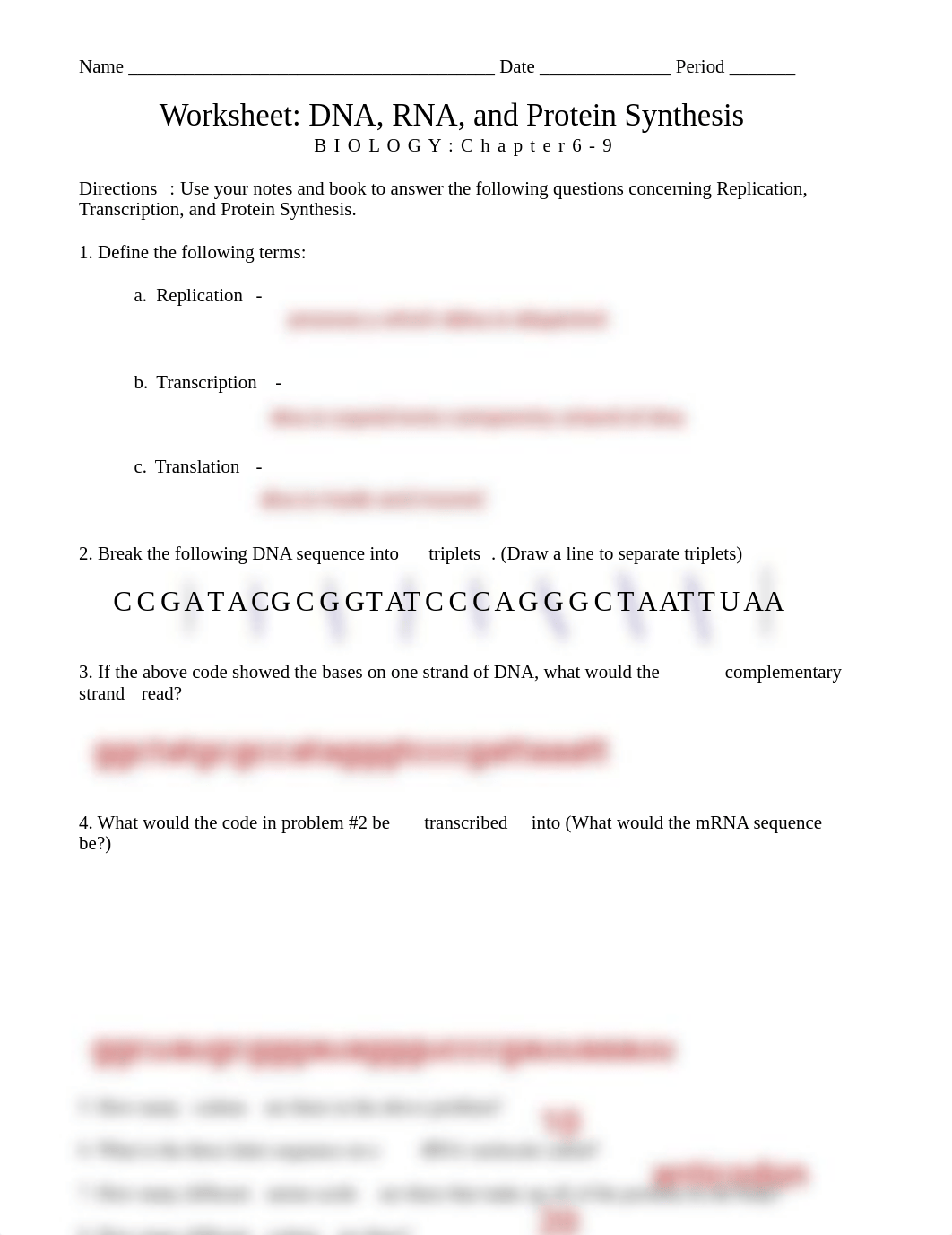 EGAN RAWN - worksheet DNA RNA Protein Syn.pdf_dvr8fvjc747_page1