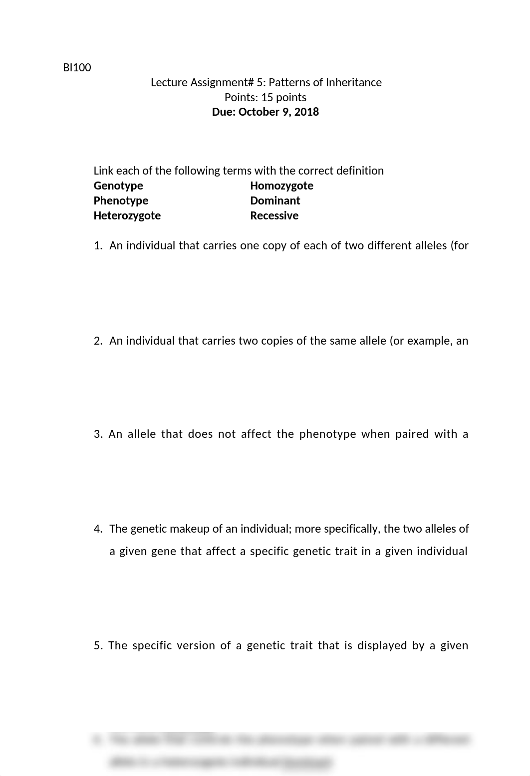 BI100 Lecture Assign#5_Patterns of Inheritance.docx_dvrttnnydwf_page1