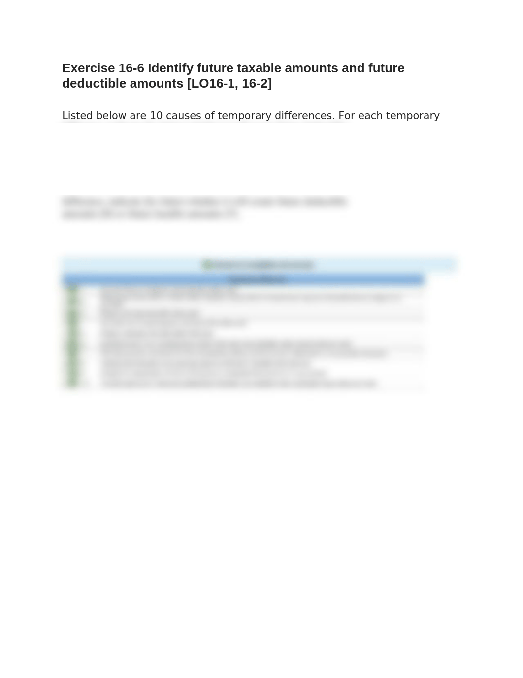 Exercise 16-6 Identify future taxable amounts and future deductible amounts .docx_dvru2pq46b2_page1