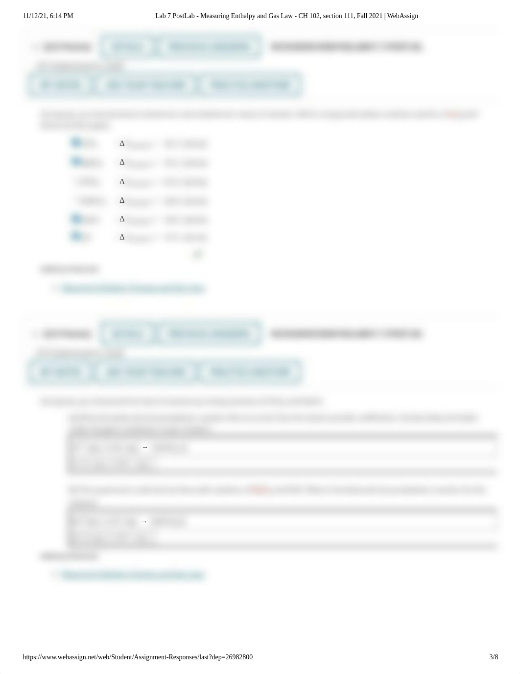 Lab 7 PostLab - Measuring Enthalpy and Gas Law - CH 102, section 111, Fall 2021 _ WebAssign.pdf_dvss0lyv0ek_page2