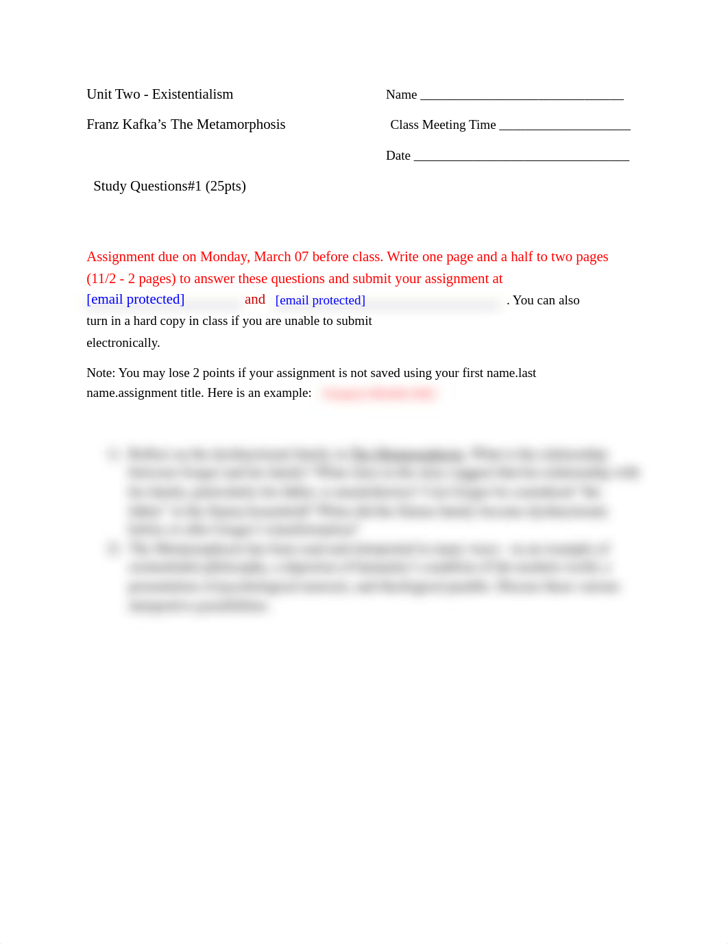 Study Questions 1  Franz Kafka  The Metamorphosis.docx_dvszojcudlq_page1