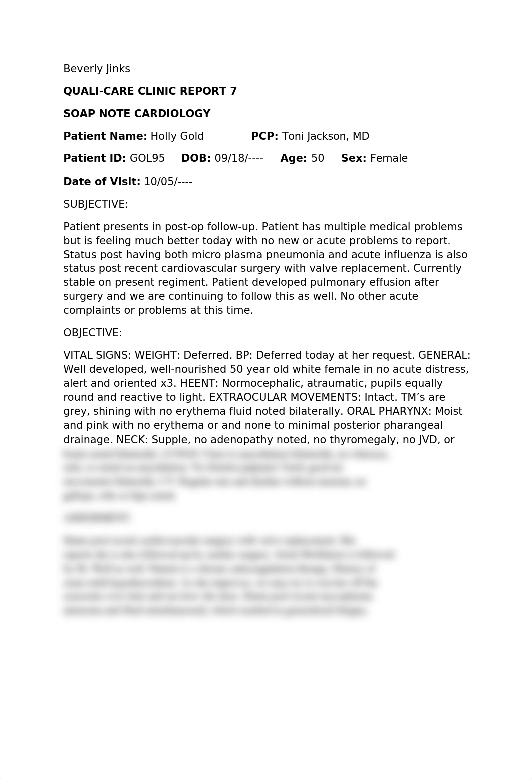 jinks transcription quali-care clinic report 7 soap note cardiology.docx_dvt9pxwbxy1_page1