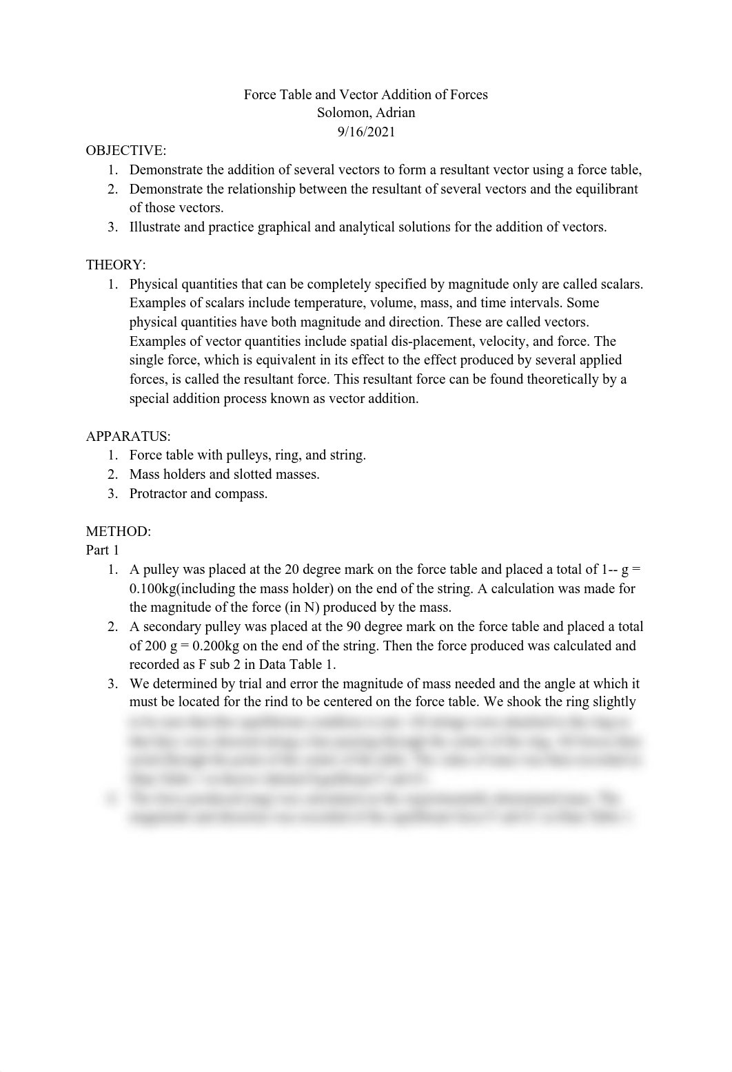 Physics Lab 4 report  Force Table and Vector Addition of Forces.pdf_dvt9z0m2e73_page1