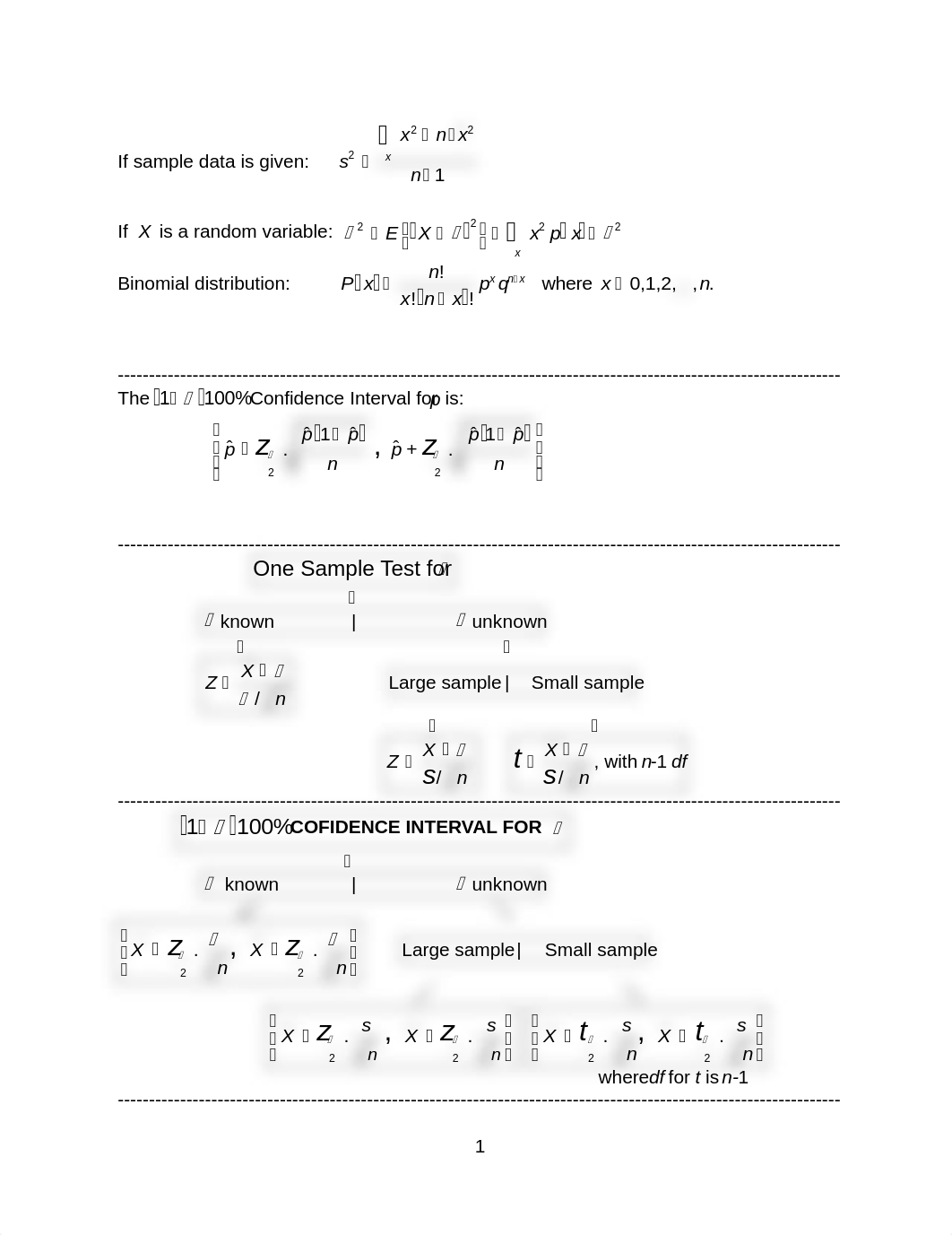 Formula for STAT241(Final exam)_dvtct0jc677_page1