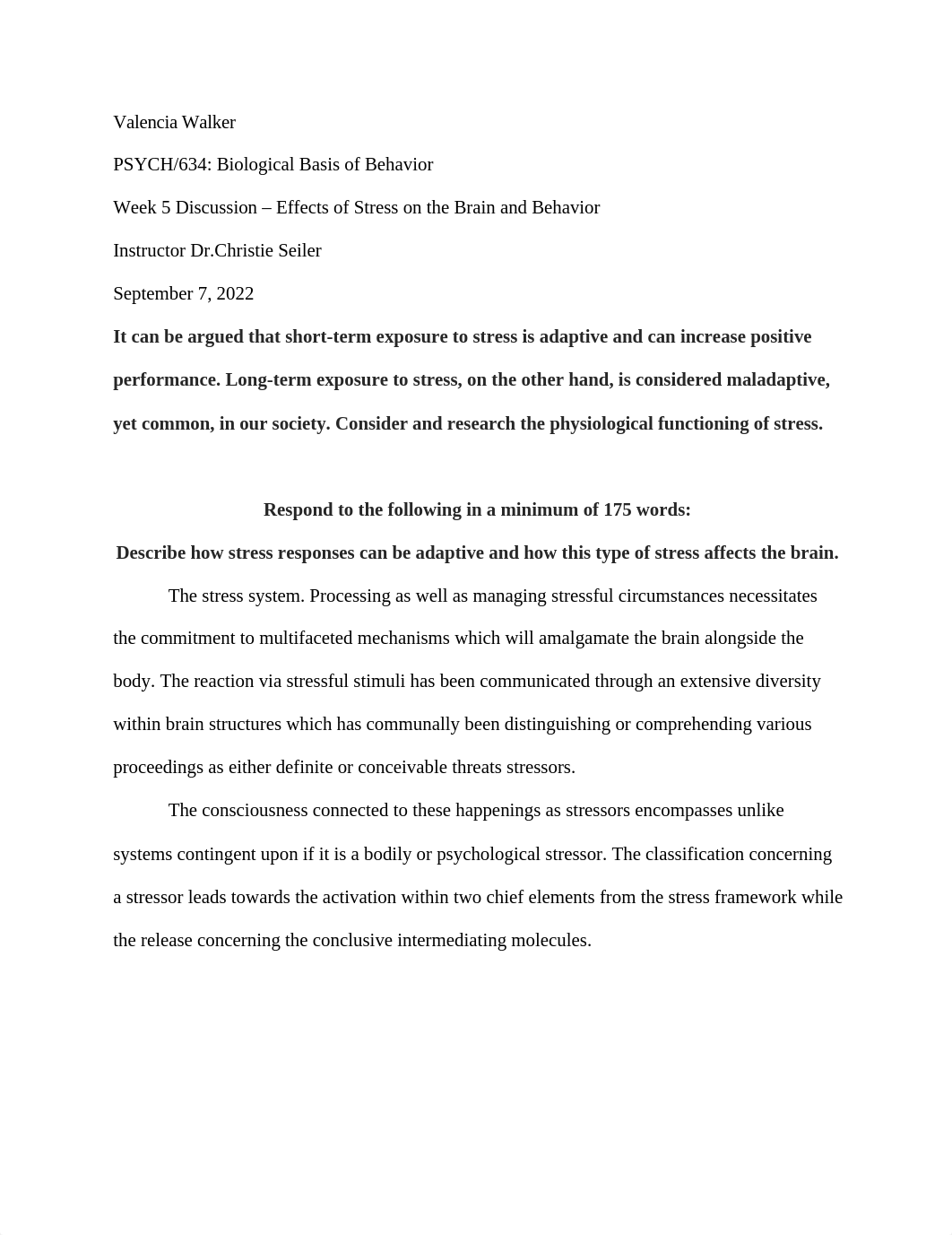 PSYCH:634- Biological Basis of Behavior  Week 5 Discussion - Effects of Stress on the Brain and Beha_dvtdn2x9cou_page1