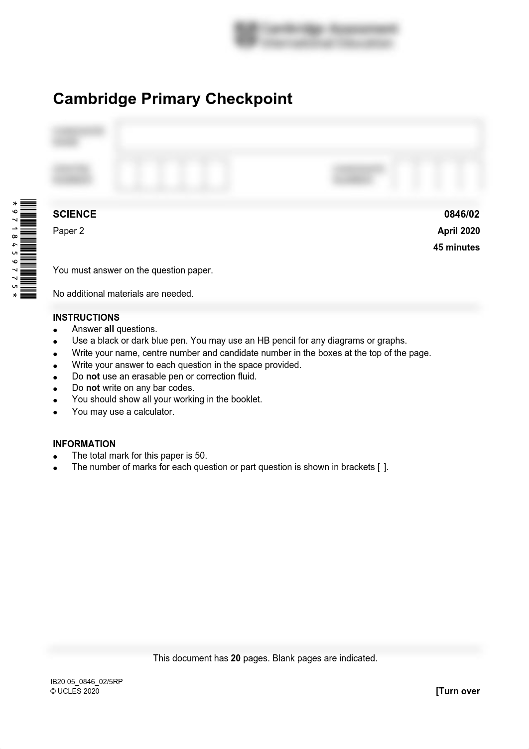 Checkpoint 2020 April Primary Science 0846 02 Question Paper.pdf_dvu7u3b9v5r_page1