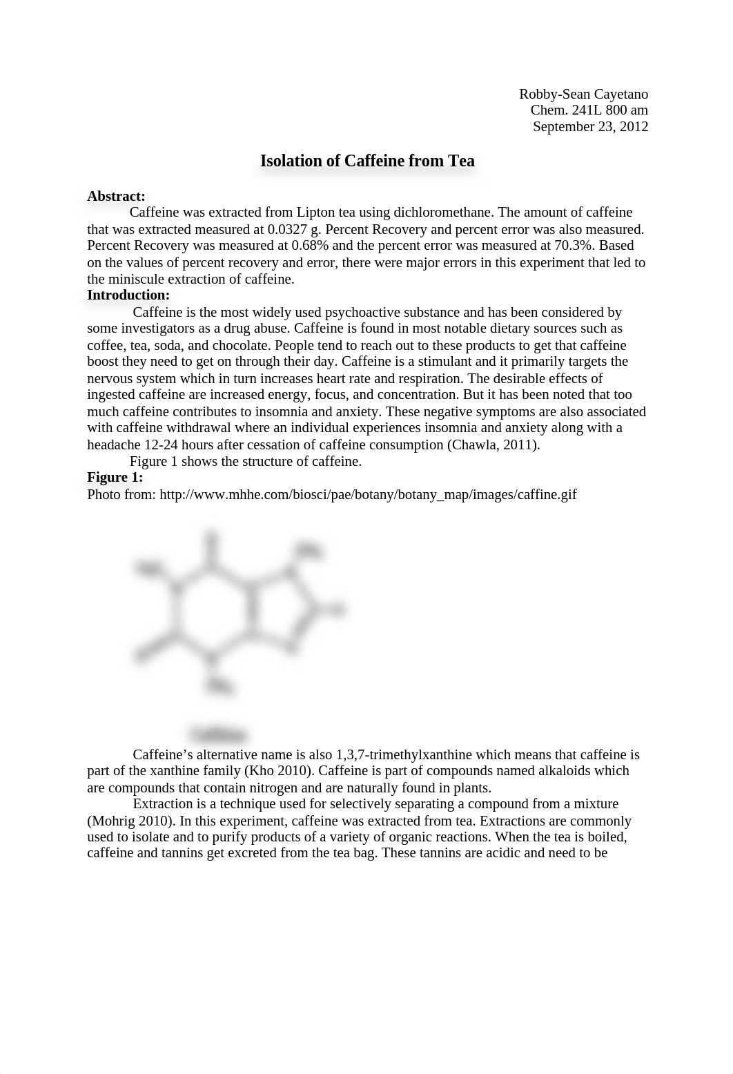 Isolation of Caffeine Lab Report_dvvbjno383s_page1