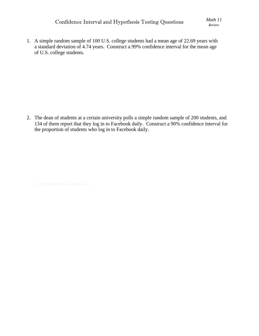 Confidence Intervals and Hypothesis Testing Review Questions with Solutions.pdf_dvvrv3wy481_page1