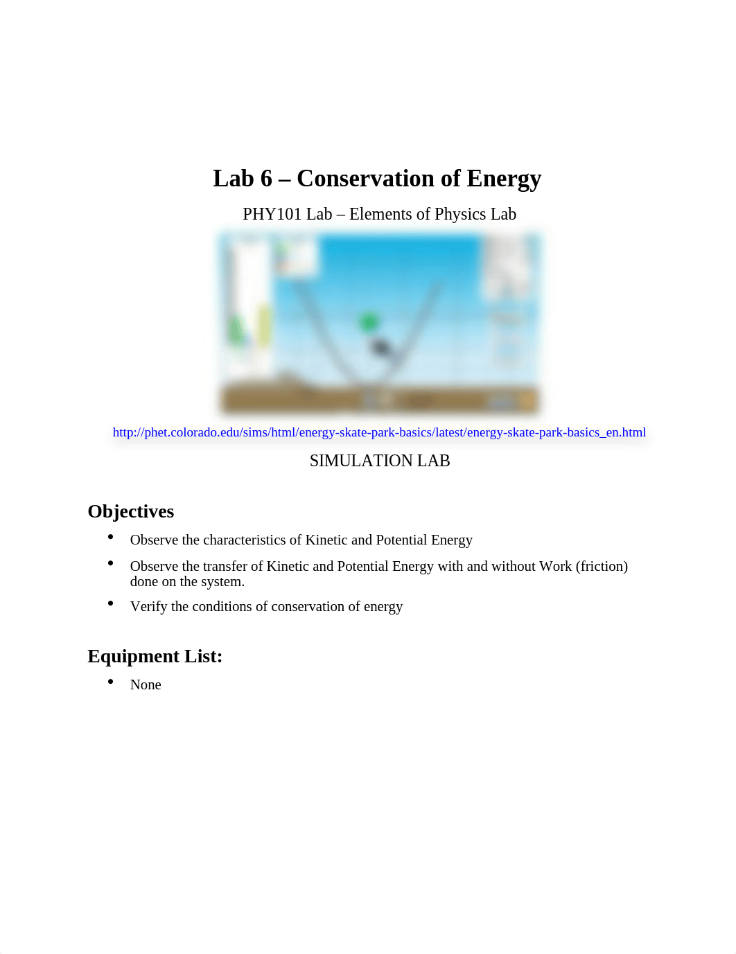 Phy101L - Lab 6 Conservation of Energy Instructions (2).docx_dvw6gm3a91y_page1