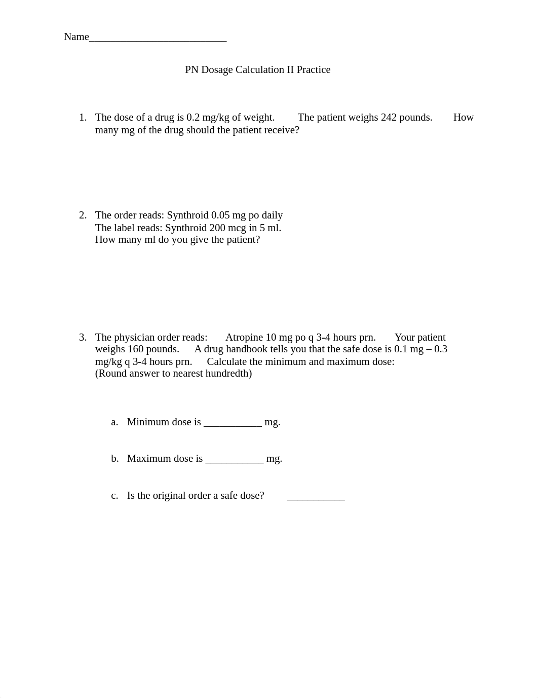 PN Dosage Calculation II Practice- No Key (1) (1).docx_dvwc3414hht_page1