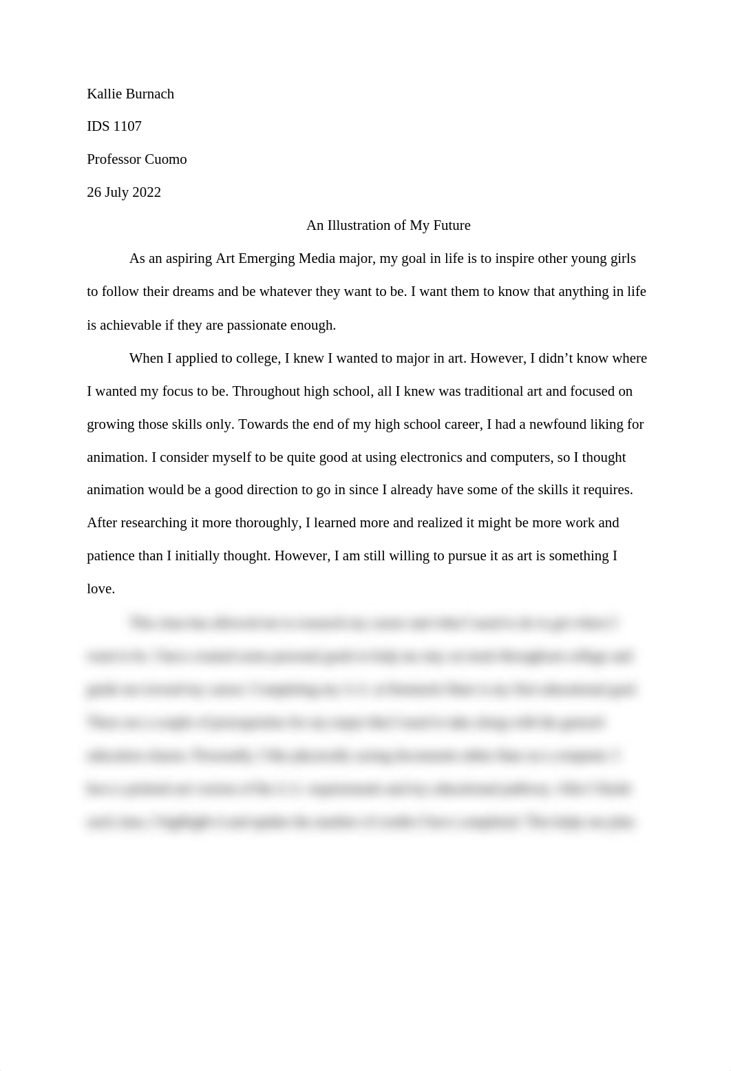 Career and Academic Planning Reflection Essay - Kallie Burnach.docx_dvwzahp04if_page1