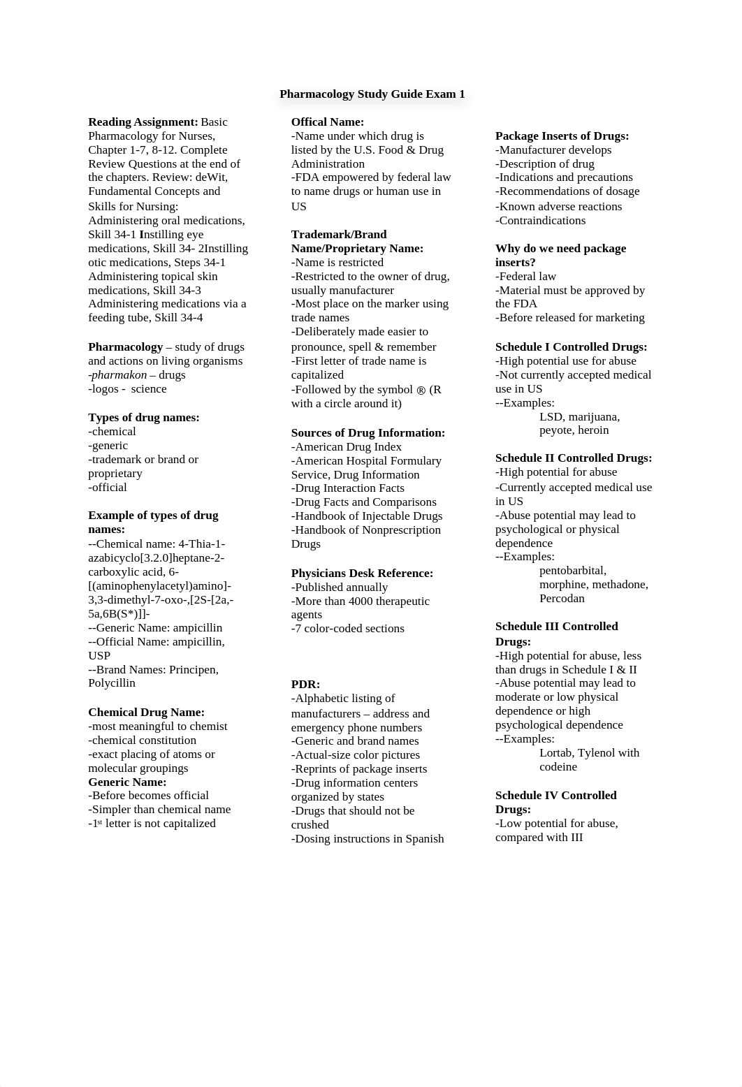 Pharmacology Study Guide Exam 1_dvy34vqlnee_page1