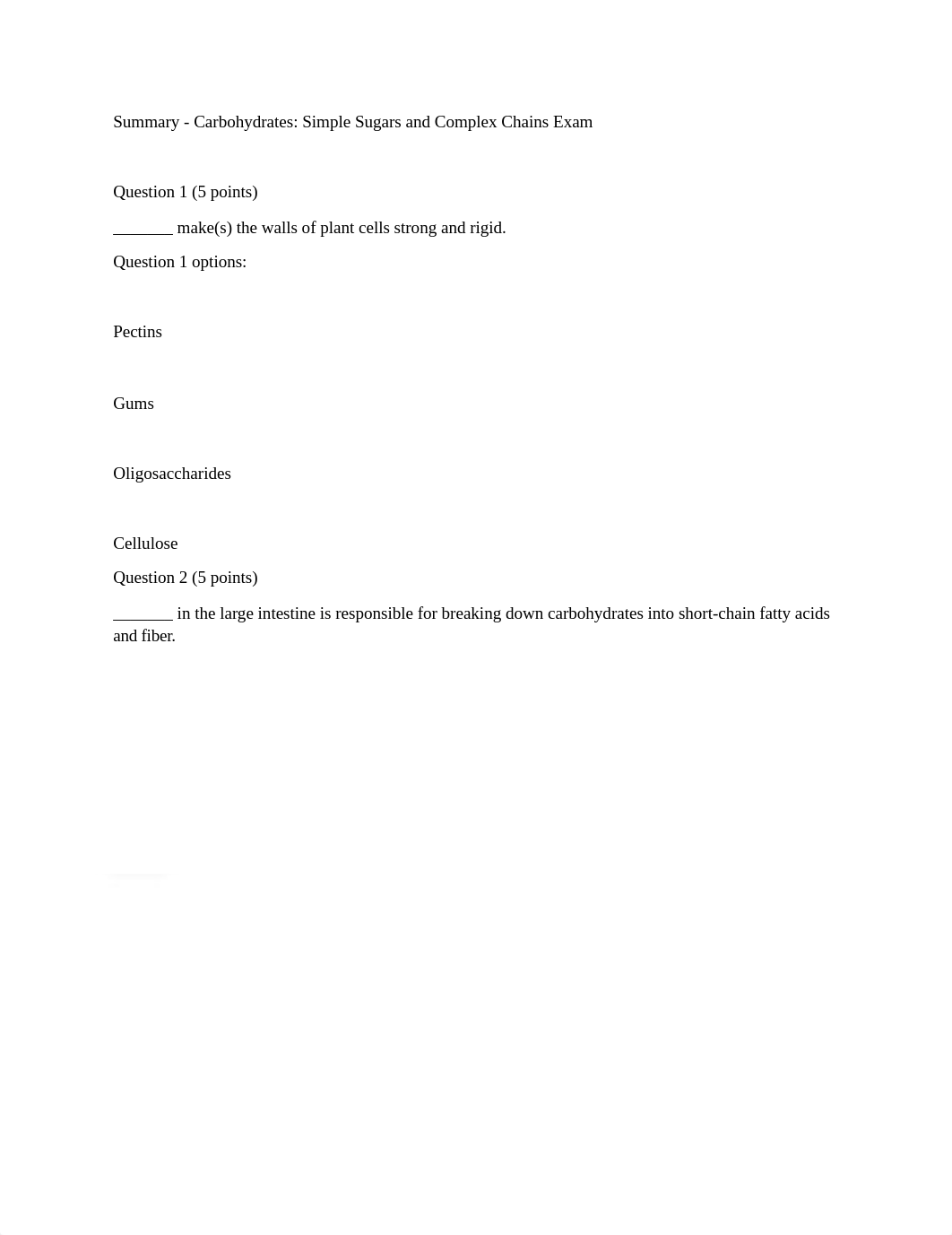 Summary Carbohydrates Simple Sugars and Complex Chains Exam.docx_dvy67ewj4l5_page1