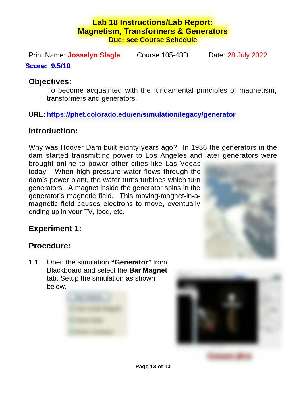 Slagle - Lab 18 Magnetism, Transformers & Generators (9.5 of 10).docx_dvyhxqchh5u_page1