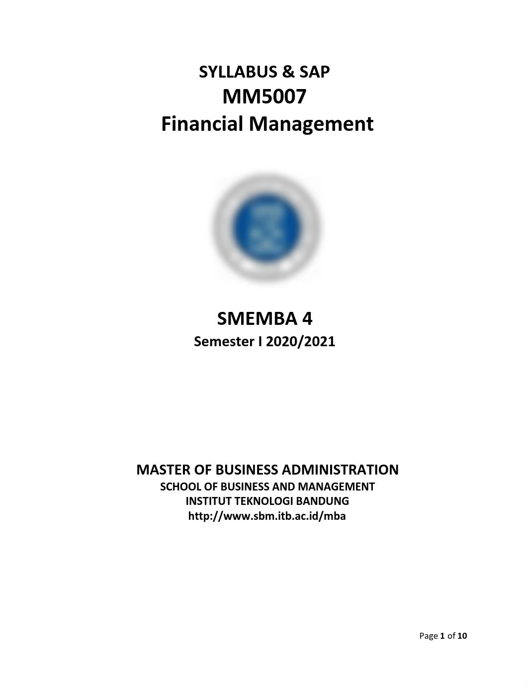 Syllabus SMEMBA 4 - MM5007 Financial Management.pdf_dvyxjg9kggk_page1