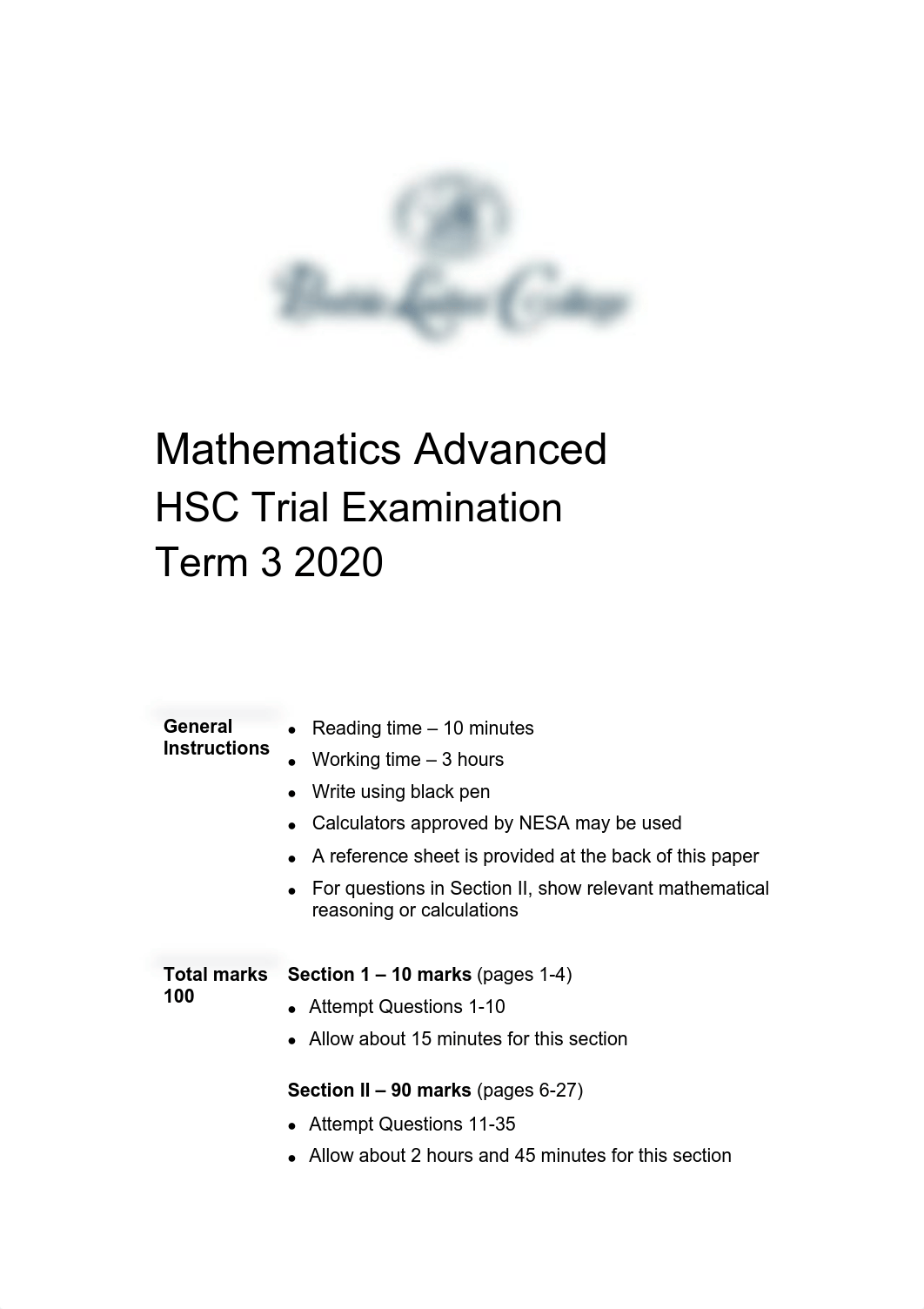 Pymble Ladies' College Advanced Mathematics Trial.pdf_dvyxubbmkf4_page1