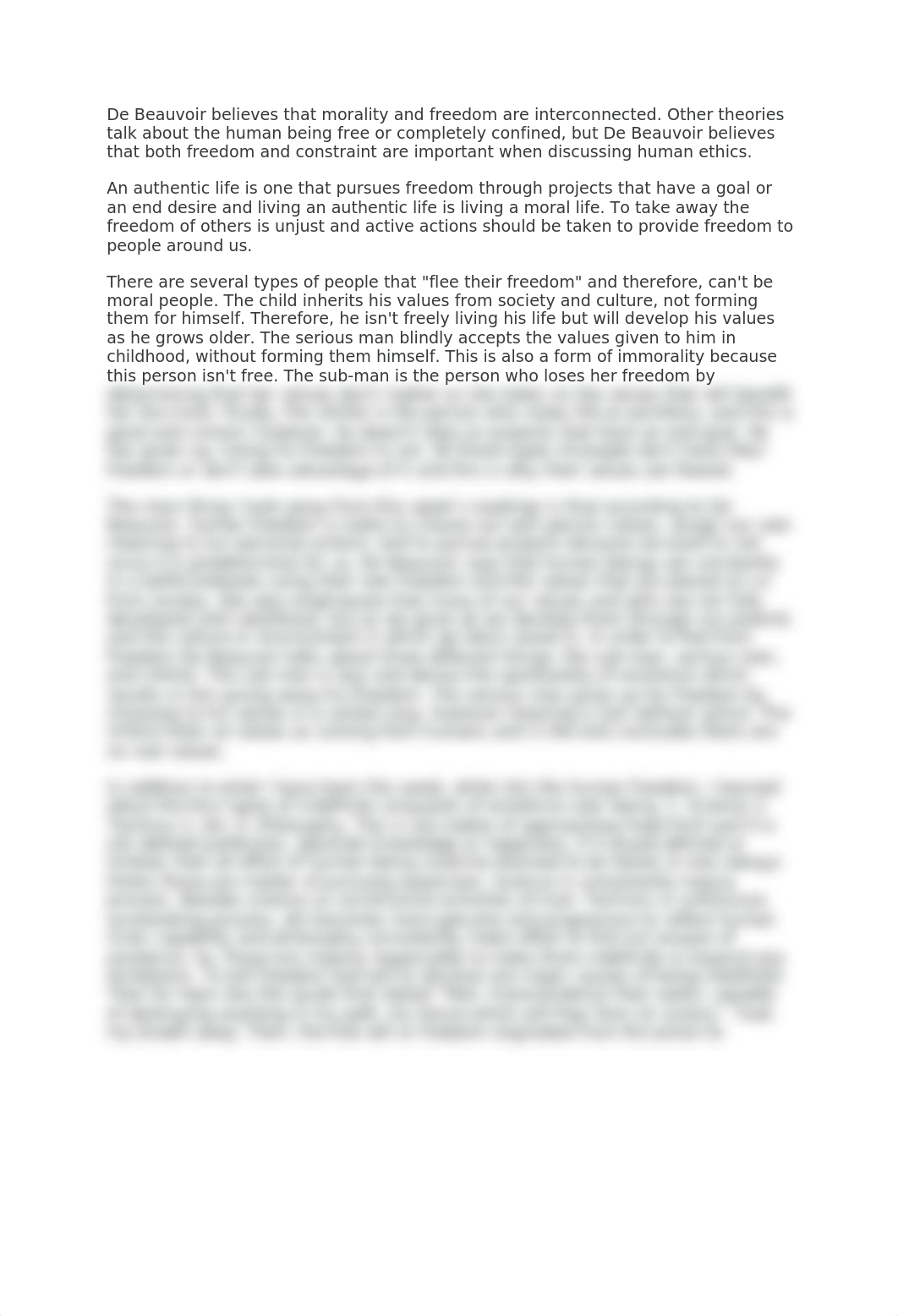 De Beauvoir believes that morality and freedom are interconnected.docx_dvz6ytc21ek_page1