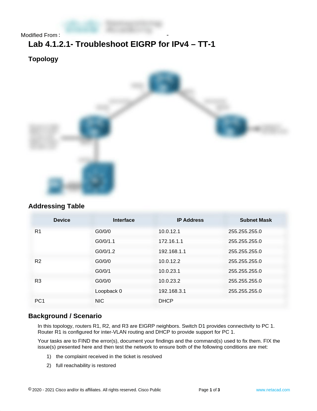 4.1.2.1 Lab - Troubleshoot EIGRP for IPv4 - TT-1.docx_dvz841ezi7o_page1