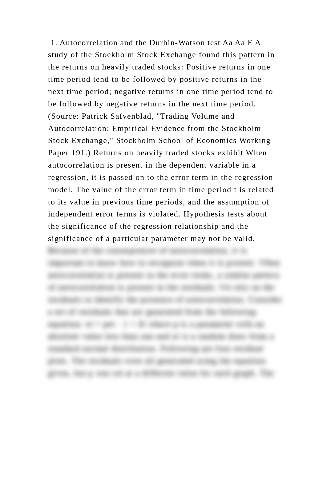 1. Autocorrelation and the Durbin-Watson test Aa Aa E A study of the .docx_dvzd7sjdvvw_page2