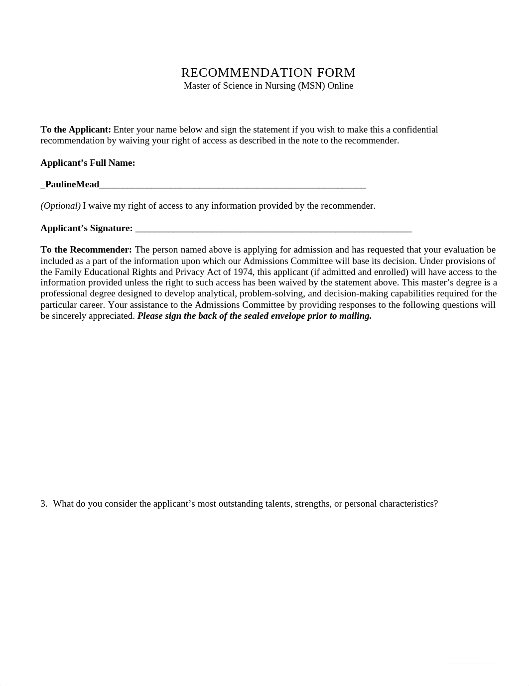 Spring Arbor University - MSN RECOMMENDATION FORM - [3416].doc_dvzn4crgk6e_page1