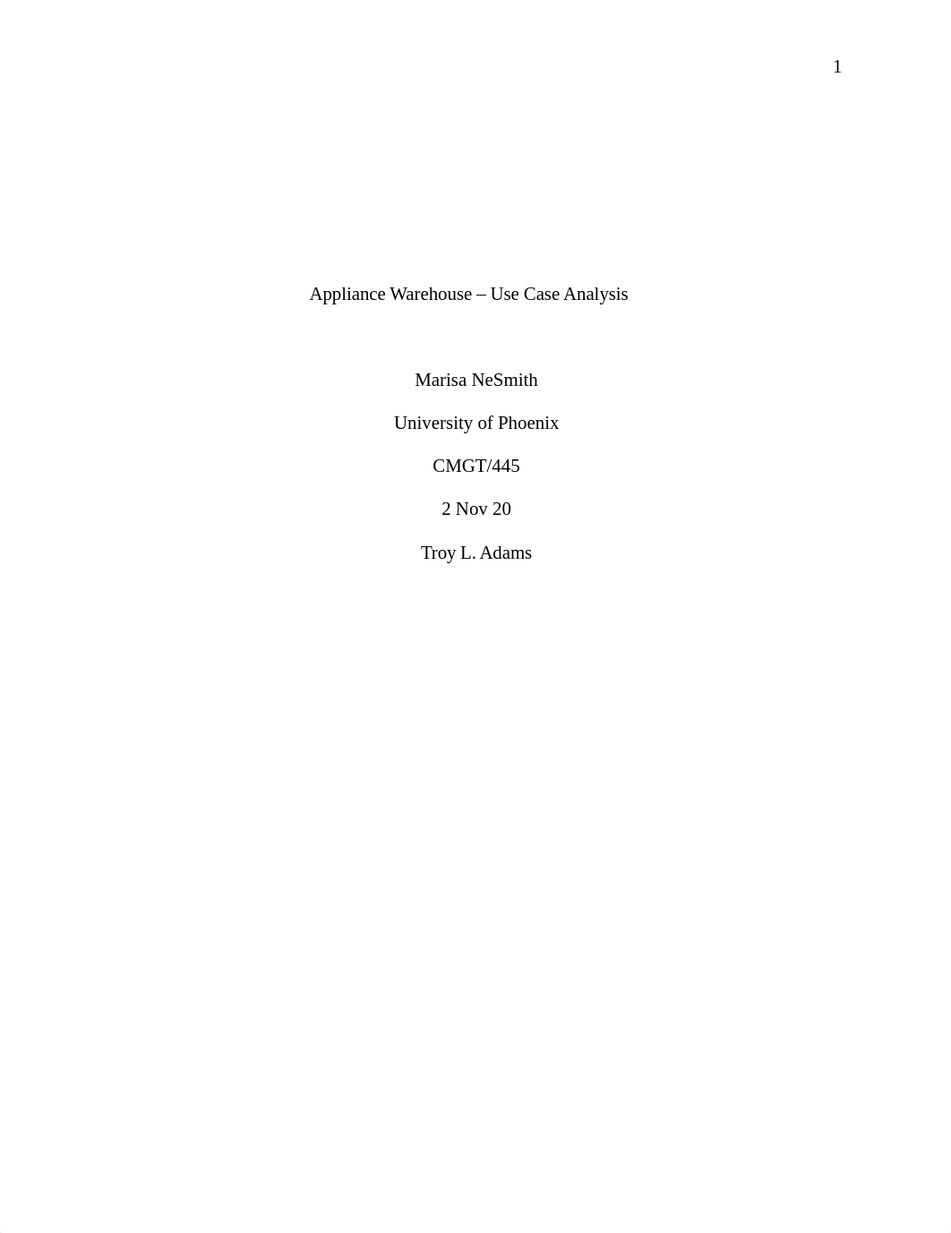 Wk2_Appliance_Warehouse_Use_Case_Analysis_Marisa_NeSmith_Revised.doc_dvzxaqrlsge_page1