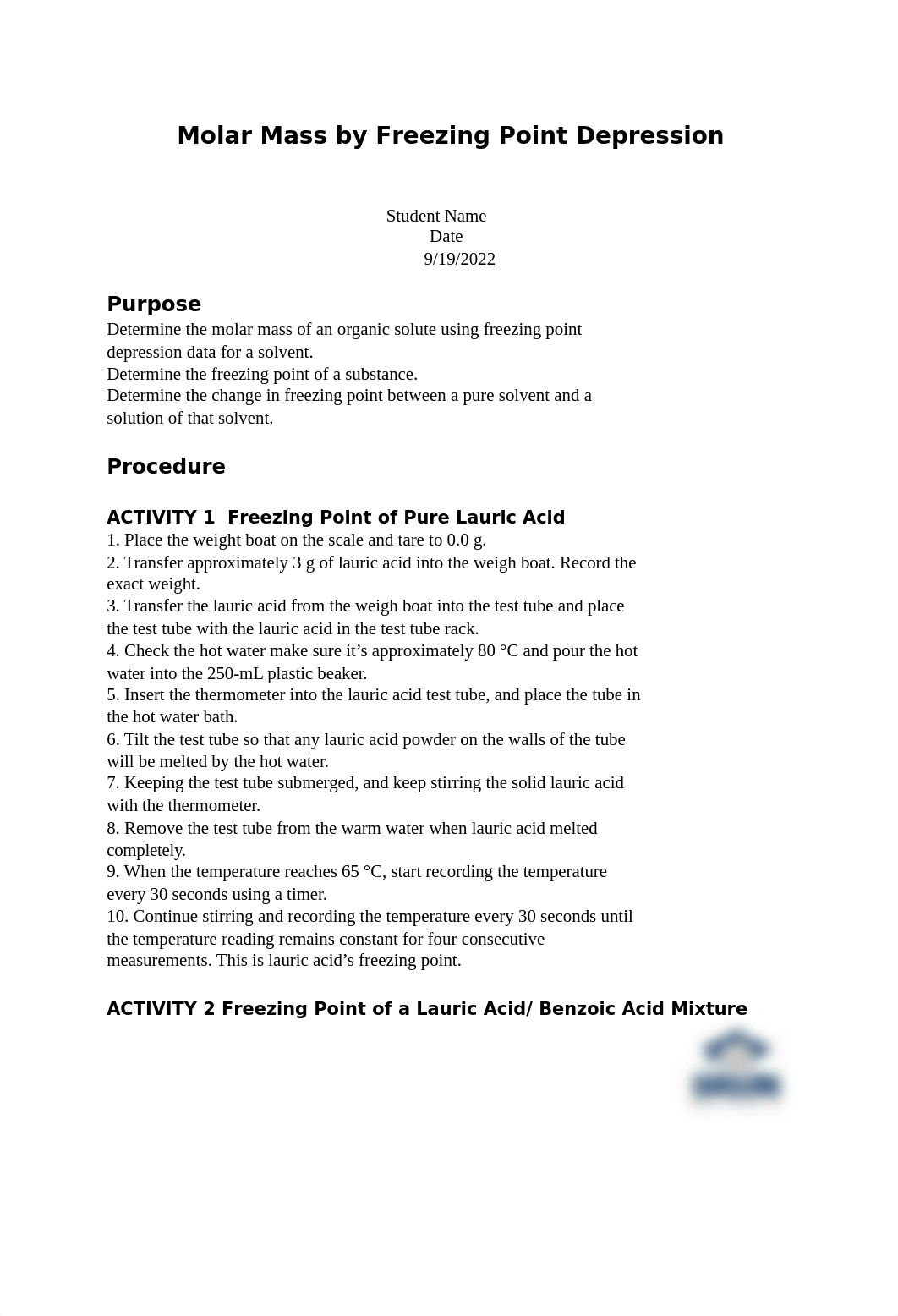 M1 Lab report Molar Mass by Freezing Point Depression 2022 (1).docx_dw0y46wvwr2_page1