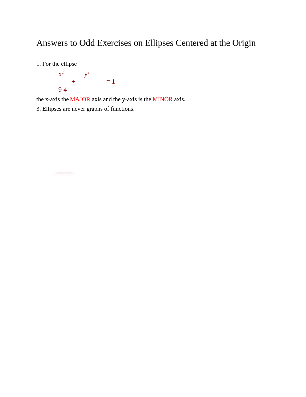 Answers to Odd Exercises on Ellipses Centered at the Origin_dw0yc885atx_page1