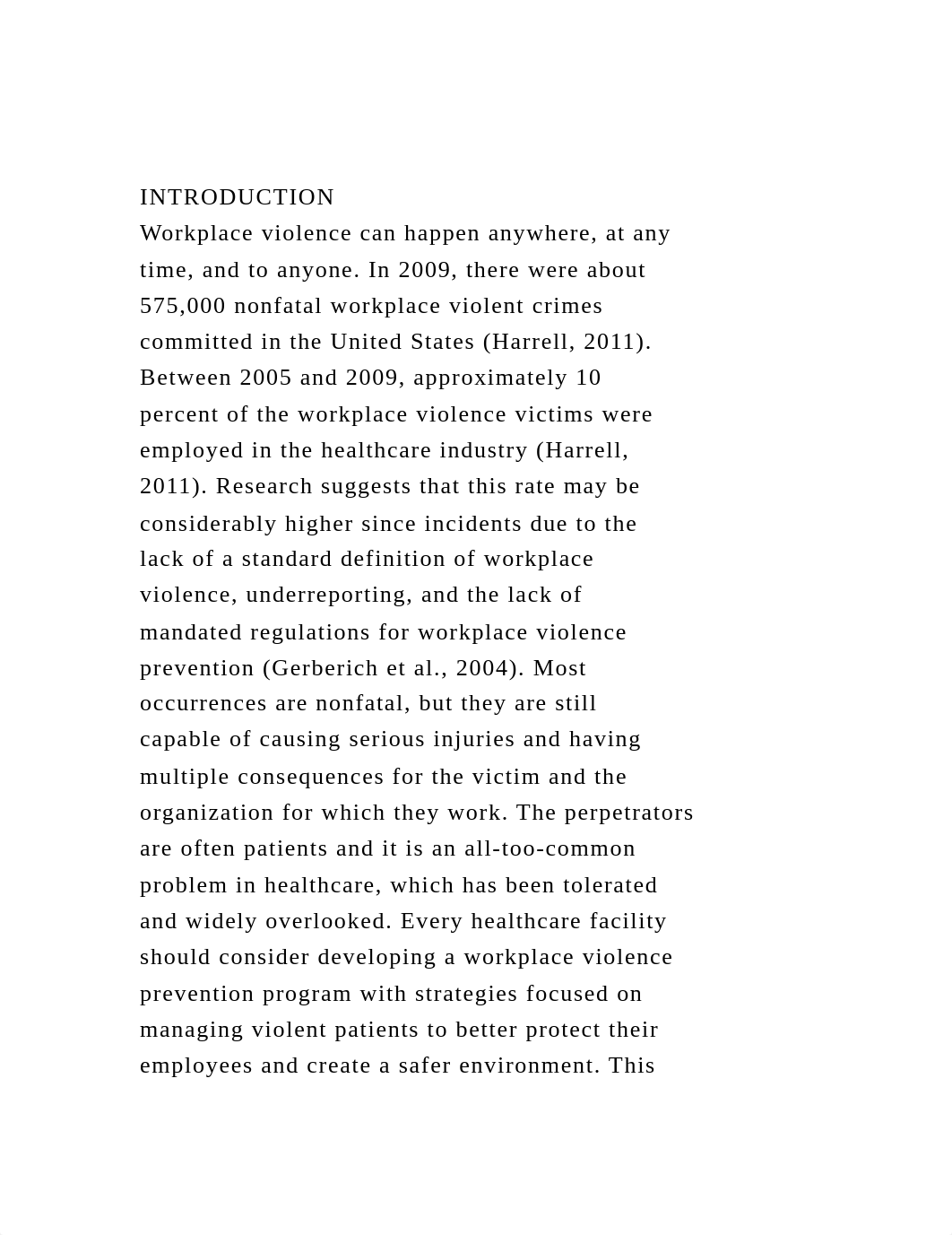 INTRODUCTION Workplace violence can happen anywhere, at any time.docx_dw1s74378qf_page2