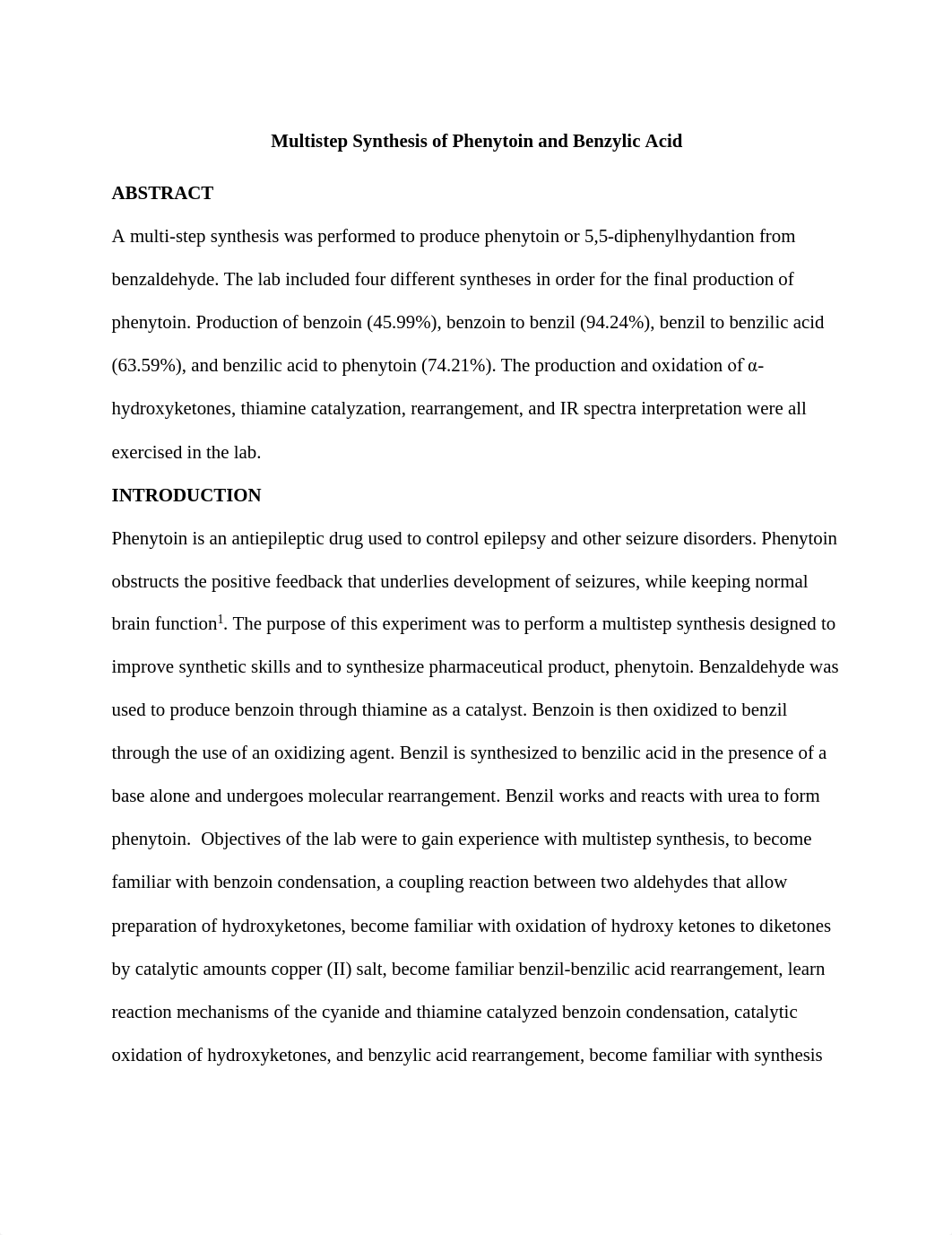 Lab 6-9 lab report (1)-Multistep Synthesis of Phenytoin and Benzylic Acid.pdf_dw1xpgwfztw_page1