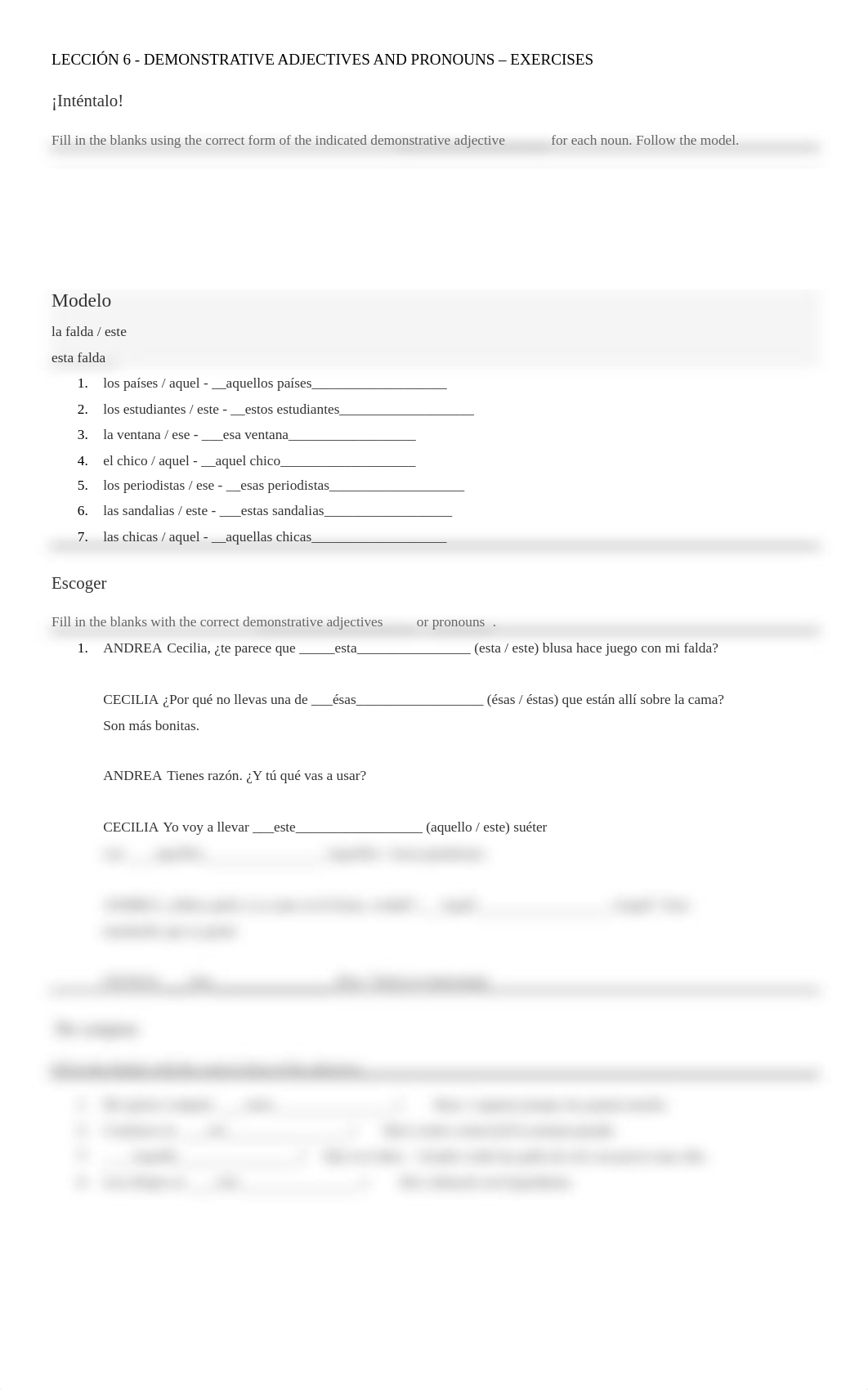 Leccion 6 - Demonstrative Adj and Pronouns - Exercises - Kaila.docx_dw2bioa4imi_page1