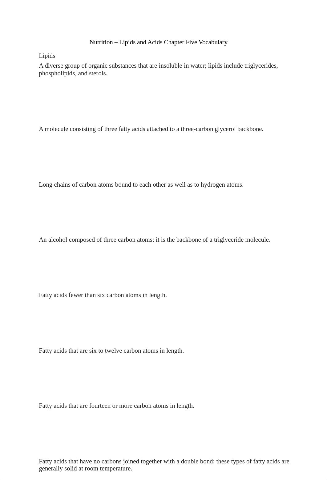 Nutrition - Lipids and Acids Chapter Five Vocabulary_dw3dxeuukb2_page1