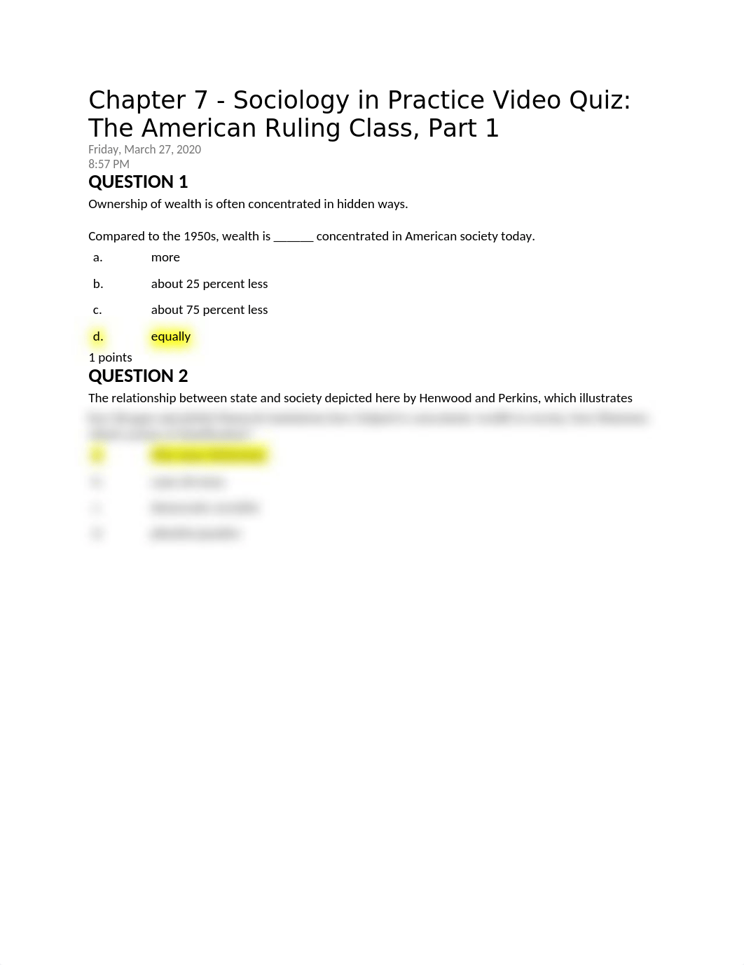 Chapter 7 - Sociology in Practice Video Quiz - The American Ruling Class Part 1.docx_dw3l09xgt6s_page1