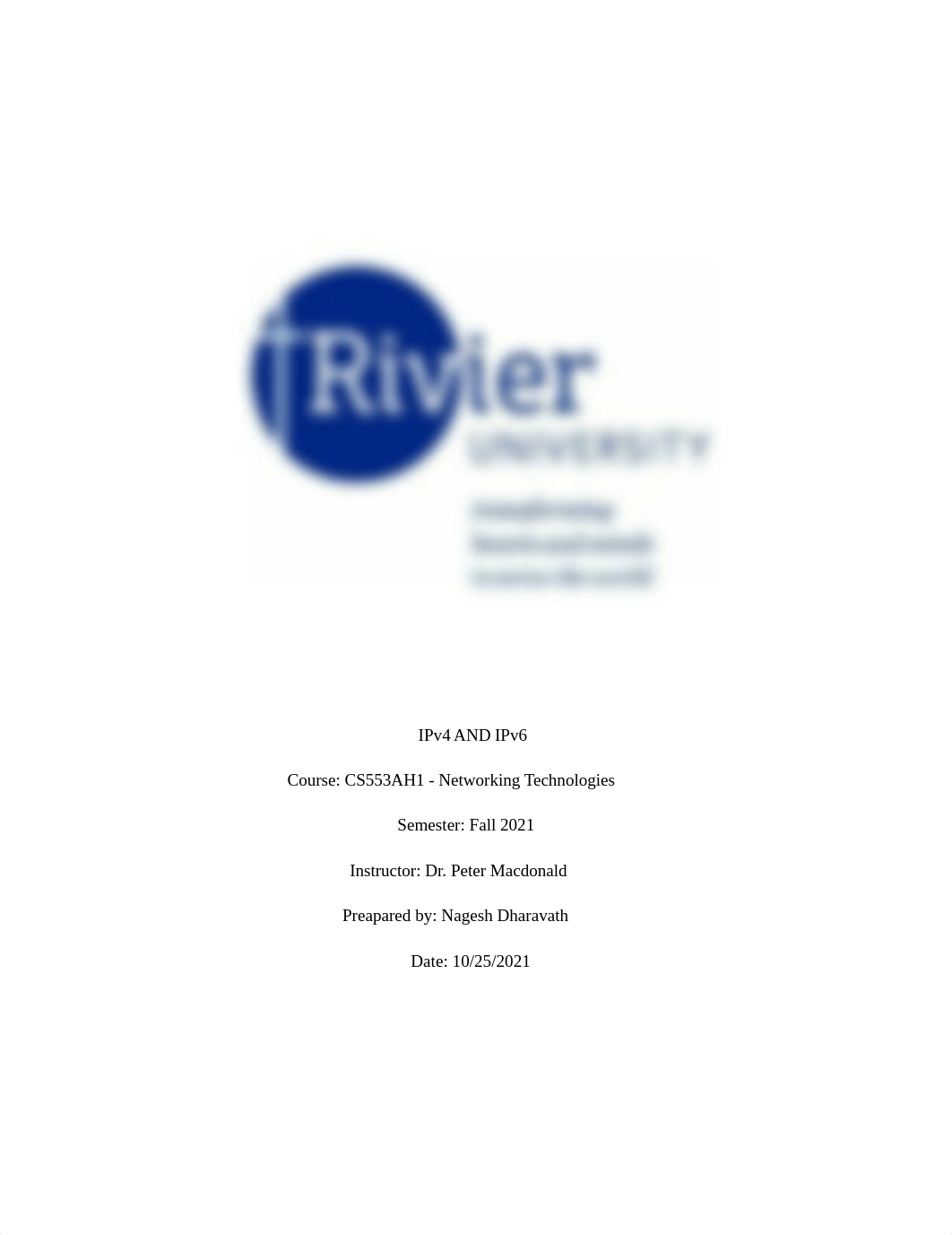 IPv4 AND IPv6 - Networking Technologies.docx_dw434kid38c_page1