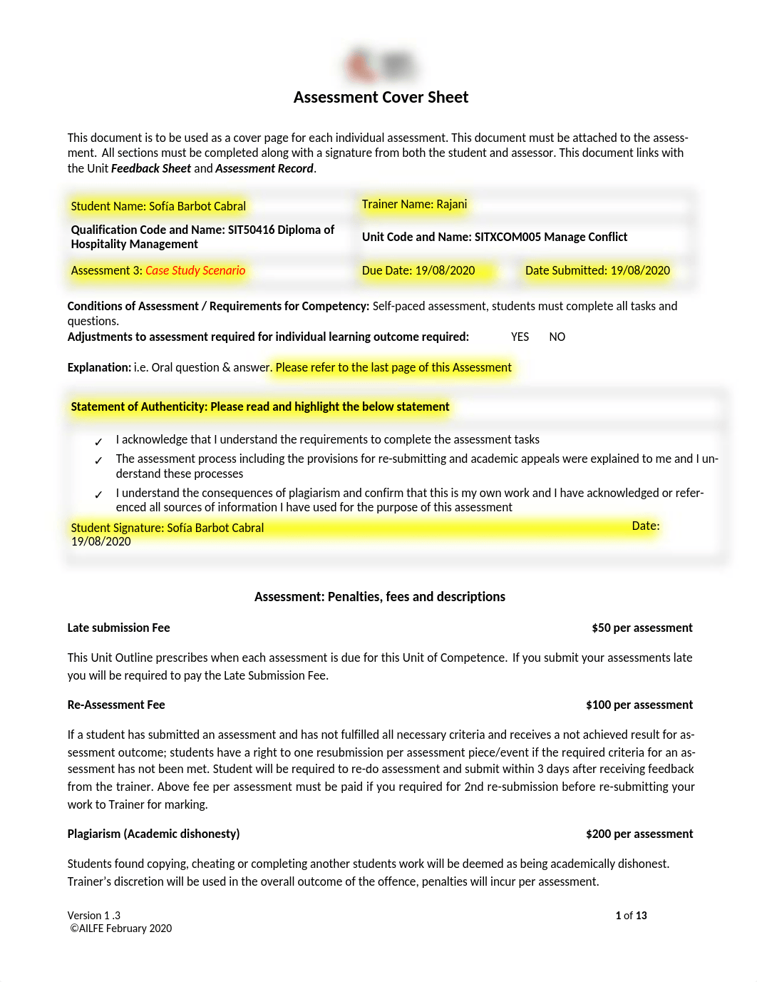 SITXCOM005 Assessment 3 -Case Study Scenarios Sofía Barbot Cabral.docx_dw48fy6fb6n_page1