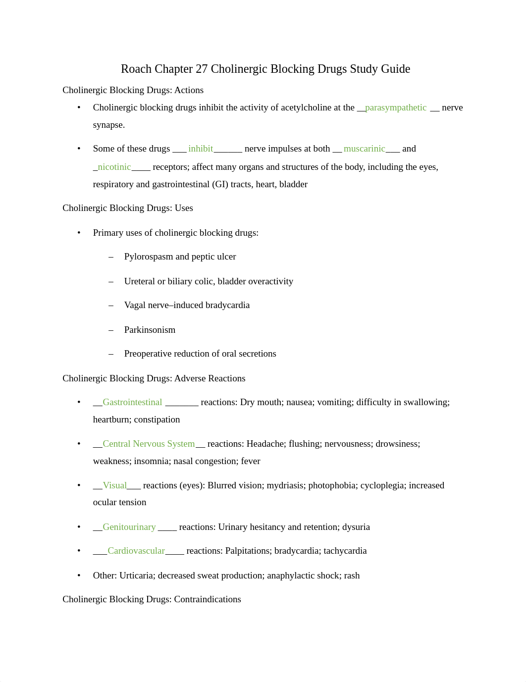 Roach Chapter 27 Cholinergic Blocking Drugs Study Guide.docx_dw4c4rc7gq5_page1