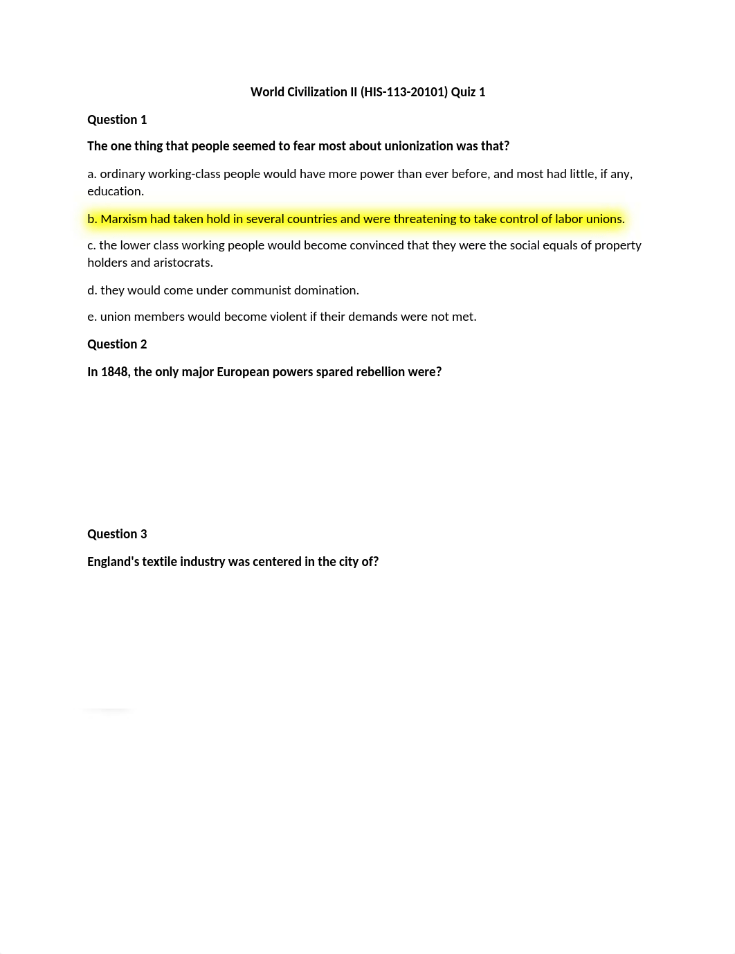 World Civilization II (HIS-113-20101) Quiz 1.docx_dw4unle19xb_page1