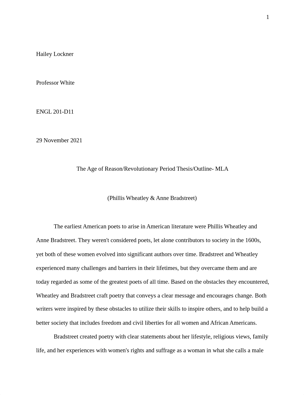 The Age of Reason_Revolutionary Period Thesis_Outline- MLA (Phillis Wheatley & Anne Bradstreet).docx_dw55934g34s_page1