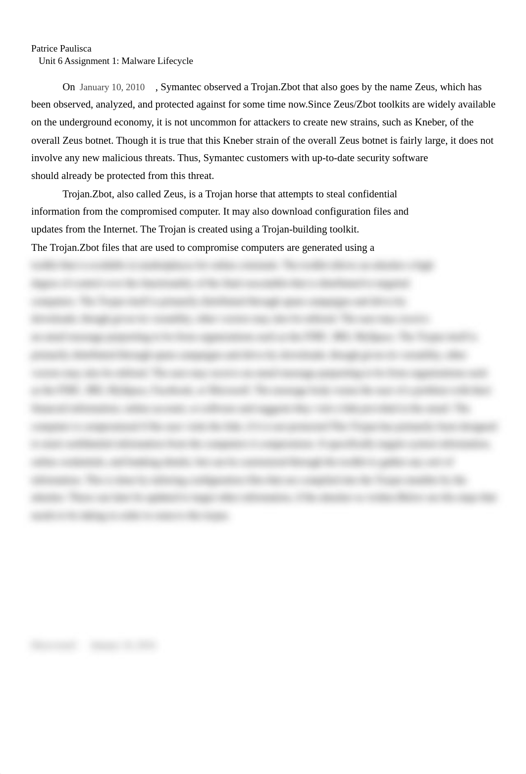 Unit 6 Assignment 1: Malware Lifecycle_dw69den62t6_page1