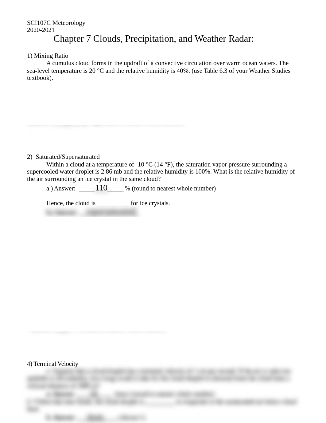 SCI107C Meteorology Math_Chapter 7 Clouds_Precipitation_and Weather Radar.docx_dw6ej76dalk_page1