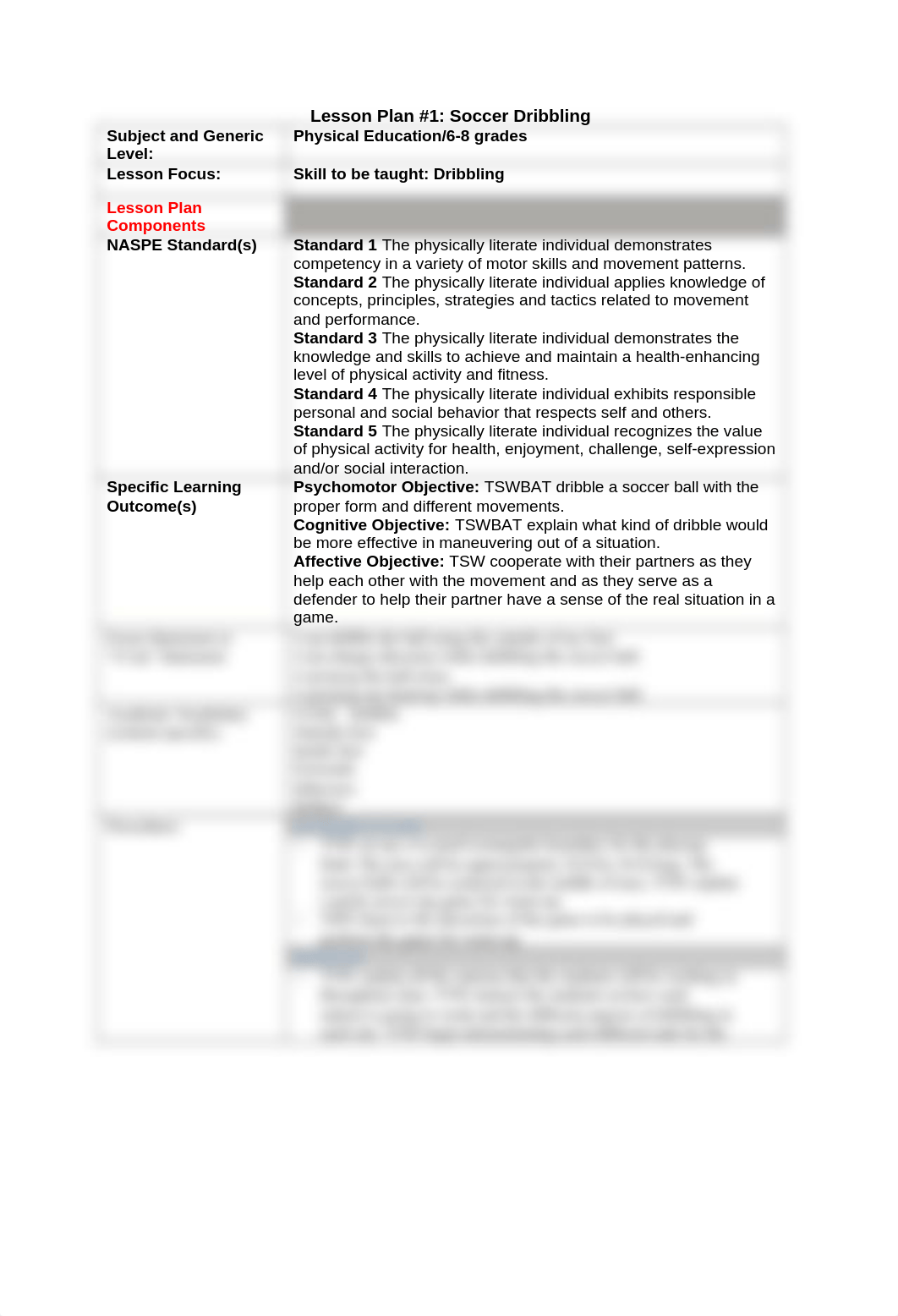 PED 339 Example Lesson Plan for Soccer Unit (LP #1 of 10 Lesson Plans for Unit_Soccer Dribbling).doc_dw78r4yti55_page1