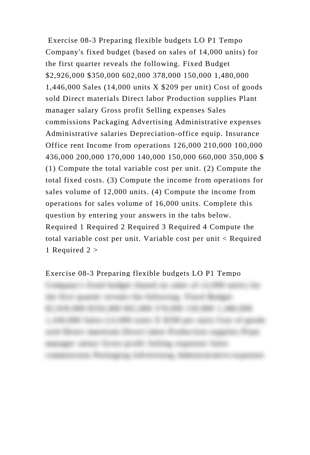 Exercise 08-3 Preparing flexible budgets LO P1 Tempo Companys fixed .docx_dw7hb3wf9jm_page2