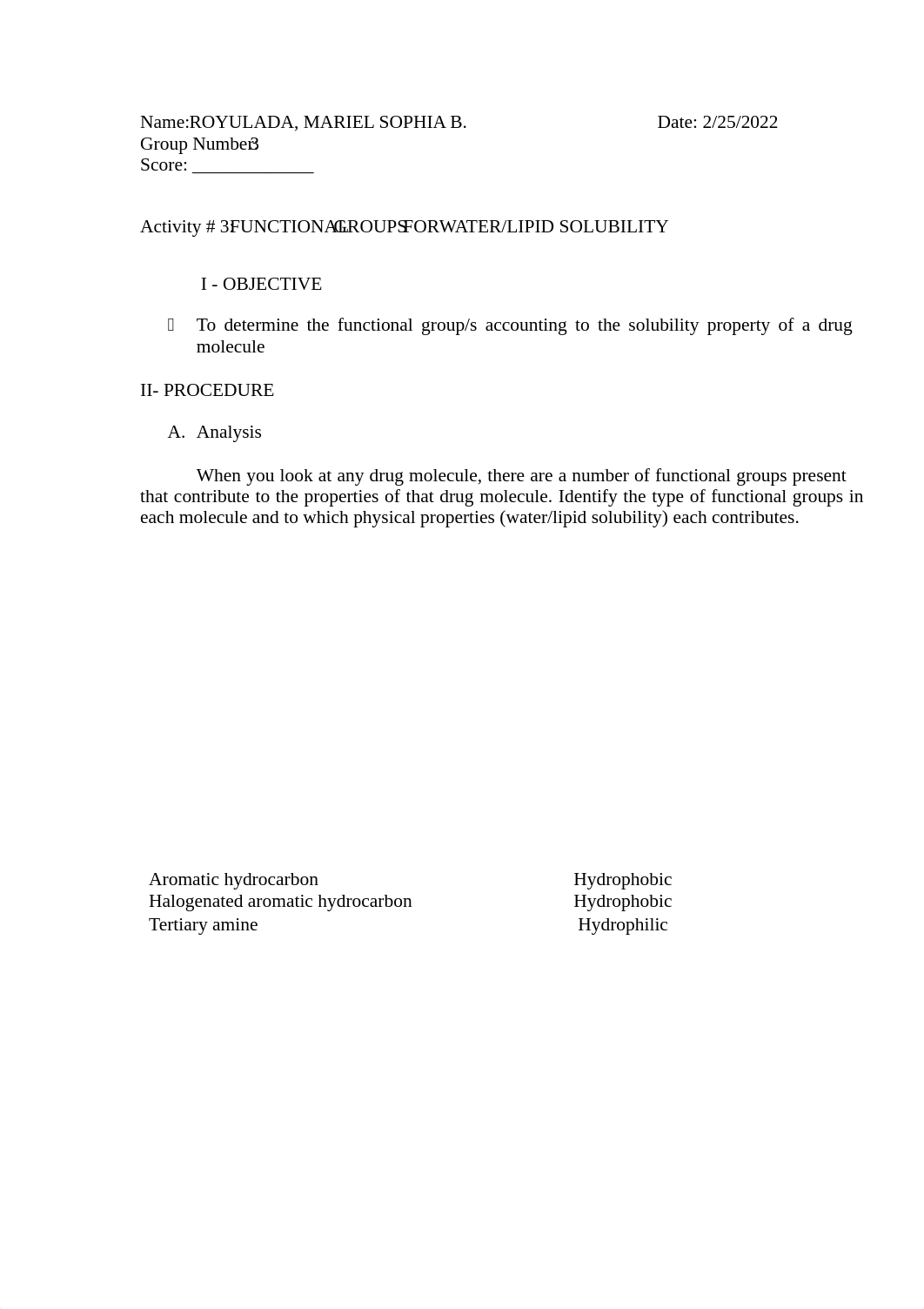 GROUP 3 - LABORATORY ACTIVITY NO. 3 - FUNCTIONAL GROUPS for WATER-LIPID SOLUBILITY.pdf_dw7oyx98dfn_page1