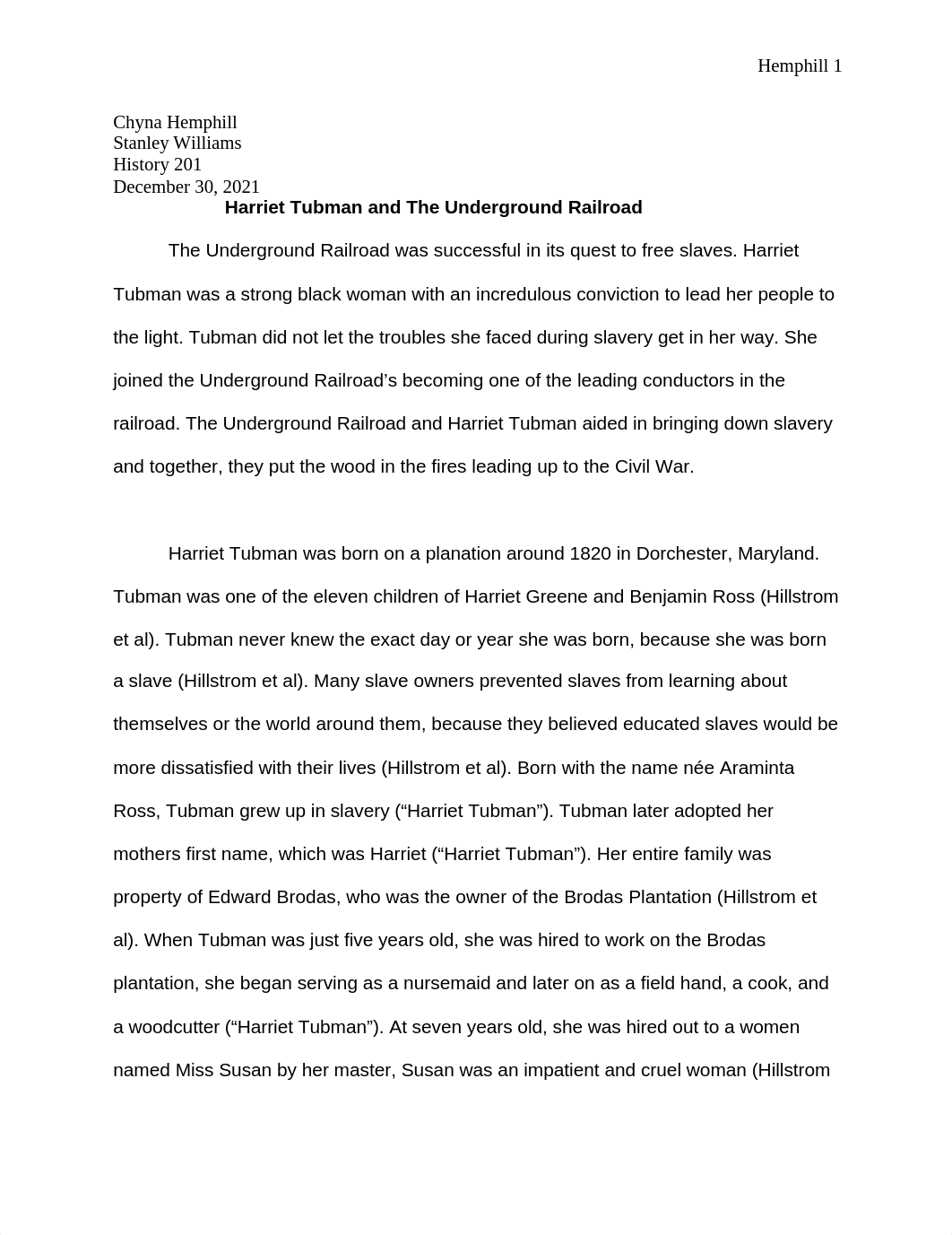 Harriet Tubman and The Underground Railroad Essay Final.docx_dw8arkbv2mp_page1