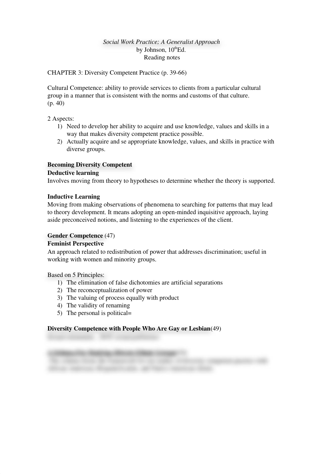 Reading Notes: Social Work Practice A Generalist Approach: Chapter 3_dw9t58p5bar_page1