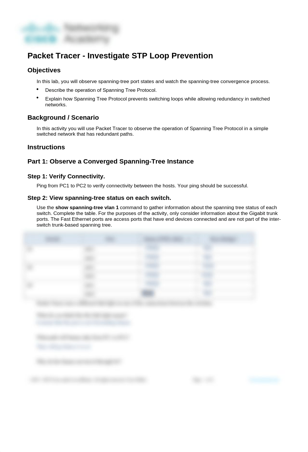 5.1.9 Packet Tracer - Investigate STP Loop Prevention.docx_dw9ym4wxxvt_page1