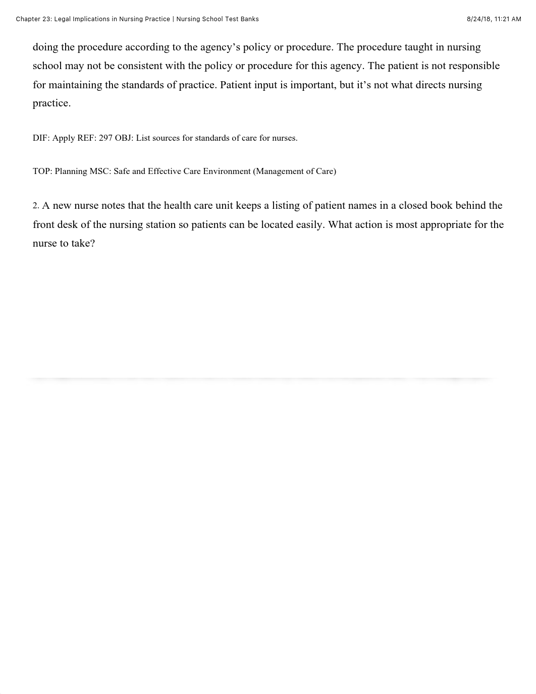 Chapter 23: Legal Implications in Nursing Practice | Nursing School Test Banks.pdf_dwaf490343p_page2