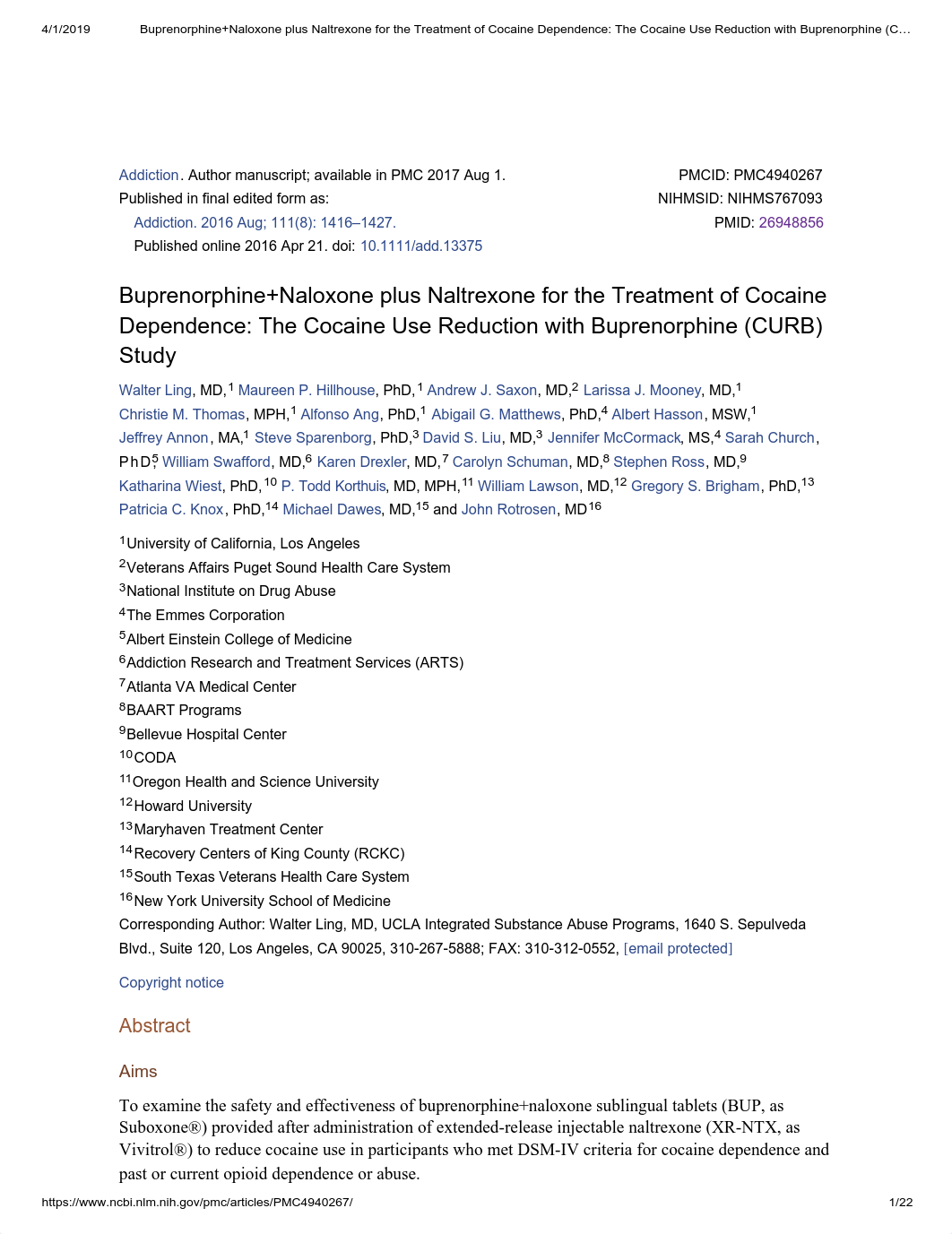 Buprenorphine+Naloxone plus Naltrexone for the Treatment of Cocaine Dependence_ The Cocaine Use Redu_dwavan4gfoa_page1