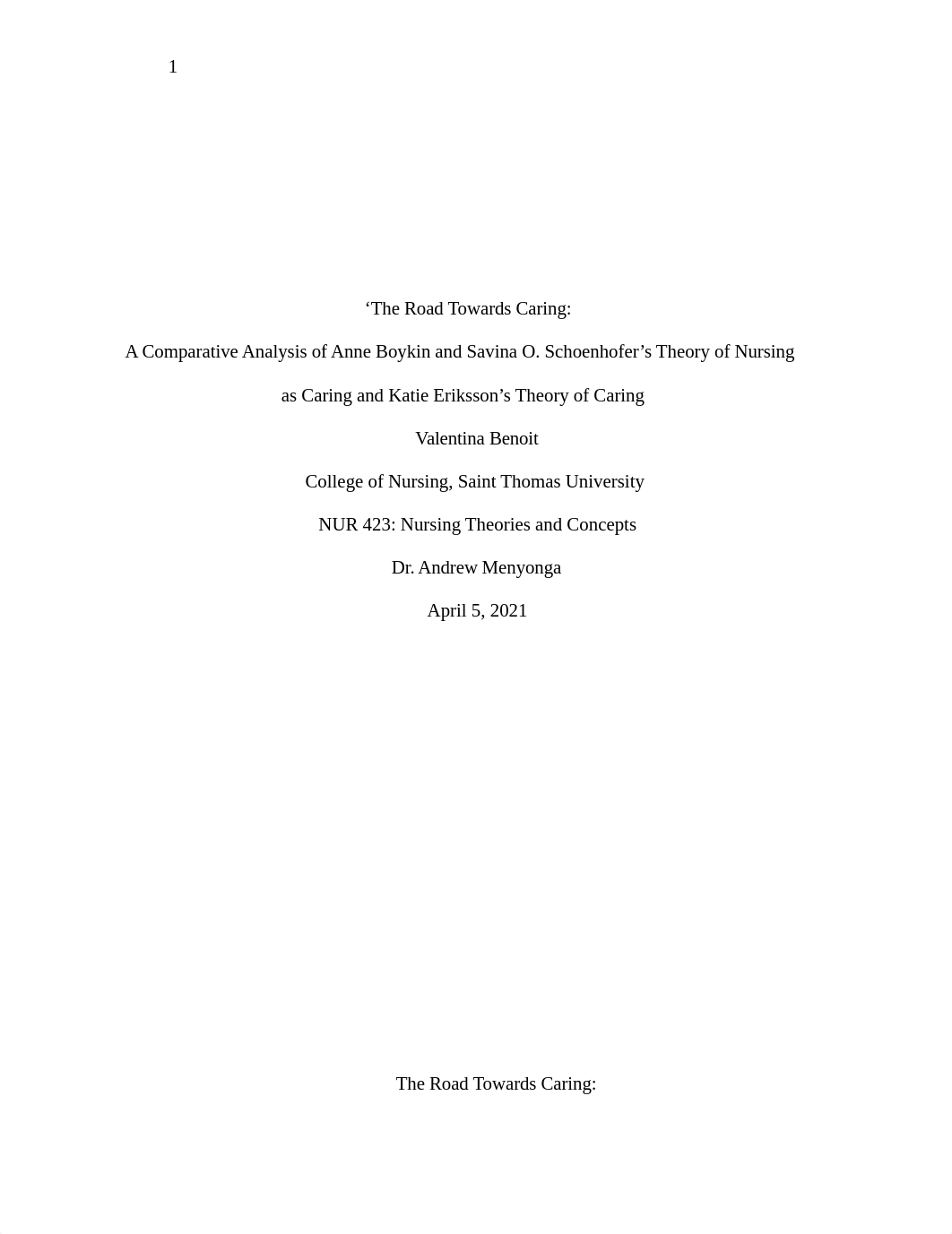 Comparison of Anne Boykin & Savina O.Schoenhofer vs Katie Eriksson Nursing Theories.docx_dwavco1hsct_page1